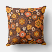 ヴィンテージレトロ70s Groovyフローラルパターン クッション (裏面)