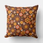ヴィンテージレトロ70s Groovyフローラルパターン クッション (正面)