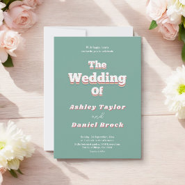 ヴィンテージレトロ70s Groovyモダン結婚の 招待状