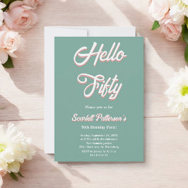 ヴィンテージレトロ70s Groovy 50モダン誕生日 招待状