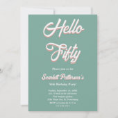 ヴィンテージレトロ70s Groovy 50モダン誕生日 招待状 (正面)