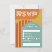 ヴィンテージレトロ70s terracottaアーチ結婚式rsvp 招待状 (正面)