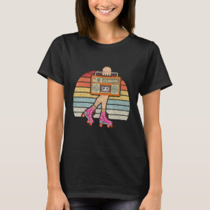 ヴィンテージレトロ80のローラースカーツローラスケートで滑るDis Tシャツ