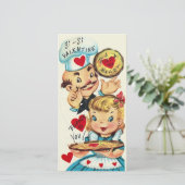 ヴィンテージレトロAピザマイハートカスタムバレンタイン シーズンカード (スタンド正面)