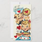 ヴィンテージレトロAピザマイハートカスタムバレンタイン シーズンカード (正面)