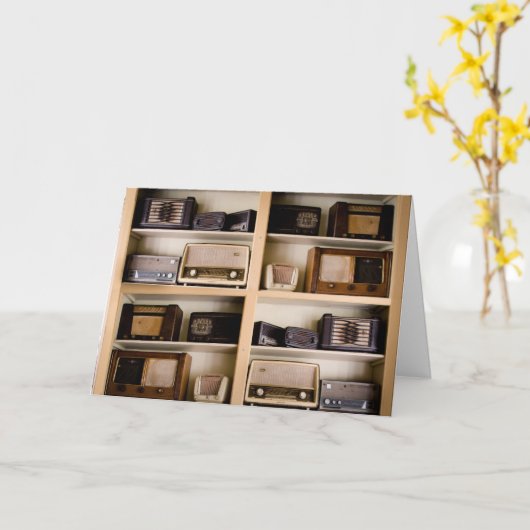 ヴィンテージレトロAM無線ファンコレクタ誕生日カード カード (黄色い花)