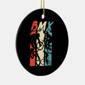 ヴィンテージレトロBMXバイクライダーフリースタイルスタントバイクもしくは自転車に乗る人 セラミックオーナメント (右)
