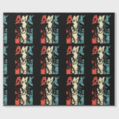 ヴィンテージレトロBMXバイクライダーフリースタイルスタントバイクもしくは自転車に乗る人 ラッピングペーパー (フラット)