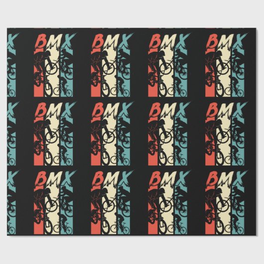 ヴィンテージレトロBMXバイクライダーフリースタイルスタントバイクもしくは自転車に乗る人 ラッピングペーパー (フラット)