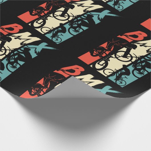 ヴィンテージレトロBMXバイクライダーフリースタイルスタントバイクもしくは自転車に乗る人 ラッピングペーパー (角)