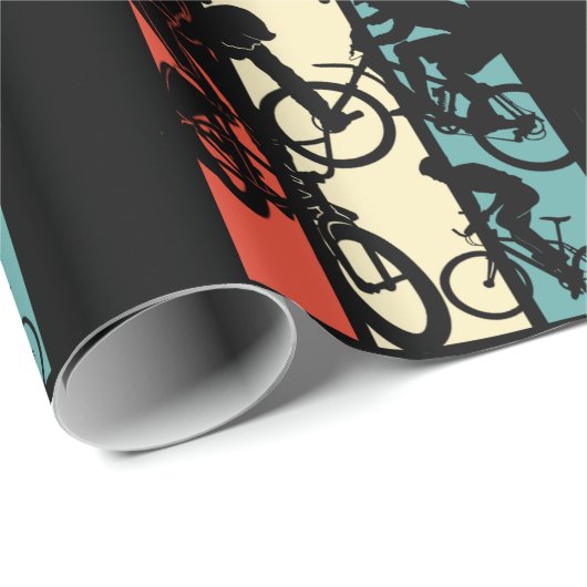 ヴィンテージレトロBMXバイクライダーフリースタイルスタントバイクもしくは自転車に乗る人 ラッピングペーパー (ロールコーナー)