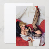 ヴィンテージレトロElvgren電話ピンアップガール 招待状 (正面/裏面)