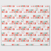 ヴィンテージレトロGroovyクリスマスラッピング紙 ラッピングペーパー (フラット)