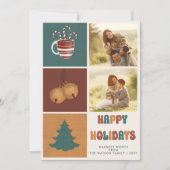 ヴィンテージレトロGroovy 2写真ハッピーホリデー シーズンカード (正面)