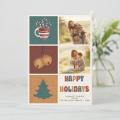 ヴィンテージレトロGroovy 2写真ハッピーホリデー シーズンカード (スタンド正面)
