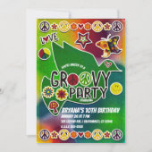 ヴィンテージレトロGroovy 60の60歳誕生日パーティー 招待状 (正面)