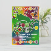 ヴィンテージレトロGroovy 60の60歳誕生日パーティー 招待状 (スタンド正面)