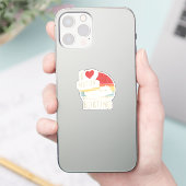 ヴィンテージレトロIラブモーターボートおもしろいーター シール (スマートフォン)