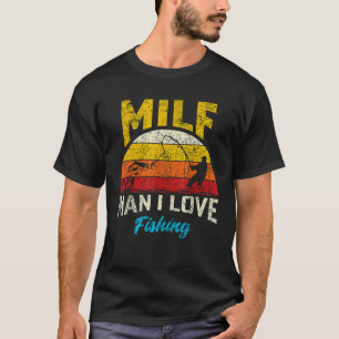 ヴィンテージレトロM I L FマンIラブ魚釣りおもしろいFis Tシャツ