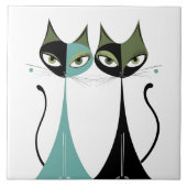 ヴィンテージレトロMCMキャッツターコイズブラックグリーン タイル (正面)