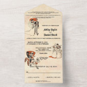 ヴィンテージレトロOld Cartoon 50s漫画をテーマ結婚にした オールインワン招待状 (内側)