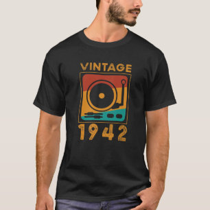 ヴィンテージレトロT S 1942 80番目の誕生日レコードプレーヤー Tシャツ