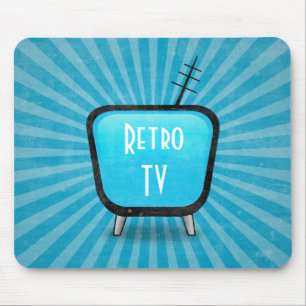 ヴィンテージレトロTVのテレビポスター マウスパッド