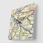 ヴィンテージレバノンKYマップ スクエア壁時計 (傾斜)