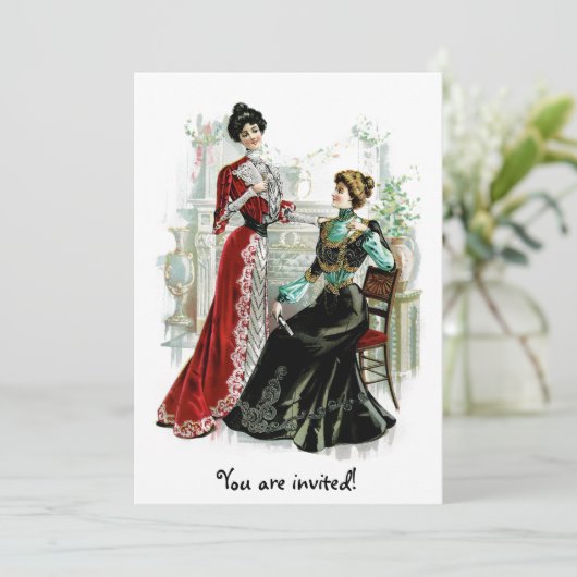 ヴィンテージレビクトリアンディスファッション招待状 招待状 (スタンド正面)