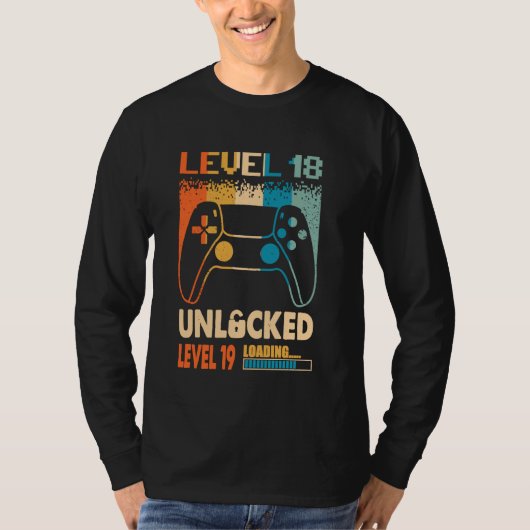 ヴィンテージレベル18ロック解除18歳おもしろい18日 Tシャツ (正面)