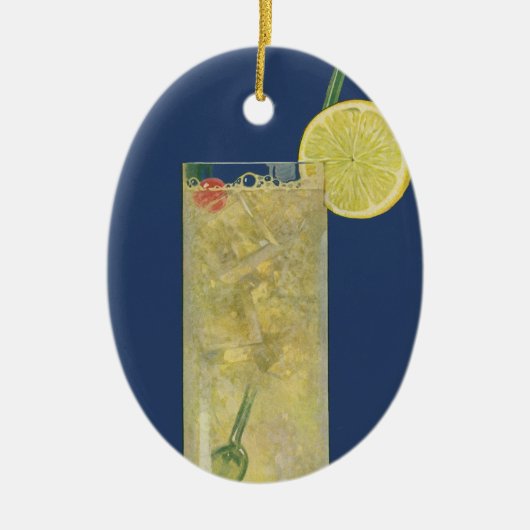 ヴィンテージレモネードまたはフルーツソーダ，飲料 セラミックオーナメント (正面)