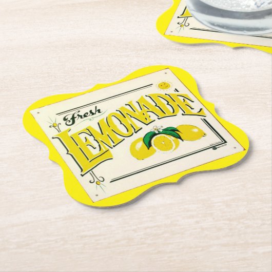 ヴィンテージレモネードサインレモンサマーフルーツ紙coa ペーパーコースター (アングル)