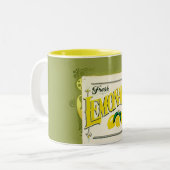 ヴィンテージレモネード標識レモン夏フルーツ黄 ツートーンマグカップ (正面左)