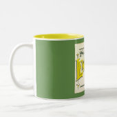 ヴィンテージレモネード標識レモン果実黄緑色 ツートーンマグカップ (左)