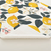 ヴィンテージレモンとピンクの花のパターン シェルパブランケット (3/4)