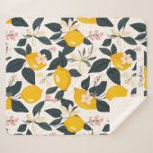 ヴィンテージレモンとピンクの花のパターン シェルパブランケット (正面(横))