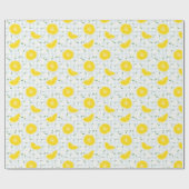 ヴィンテージレモンと花の柄 ラッピングペーパー (フラット)