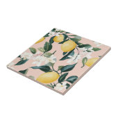 ヴィンテージレモンと花の模様（ピンク） タイル (側面)