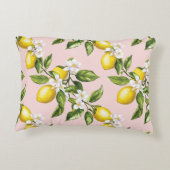 ヴィンテージレモンと花の模様（ピンク） (2) アクセントクッション (裏面)