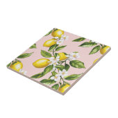 ヴィンテージレモンと花の模様（ピンク） (2) タイル (側面)