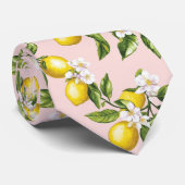 ヴィンテージレモンと花の模様（ピンク） (2) ネクタイ (ロール)