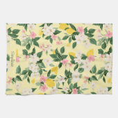 ヴィンテージレモンと花の模様（黄色） キッチンタオル (横)