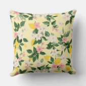 ヴィンテージレモンと花の模様（黄色） クッション (裏面)