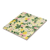 ヴィンテージレモンと花の模様（黄色） タイル (側面)