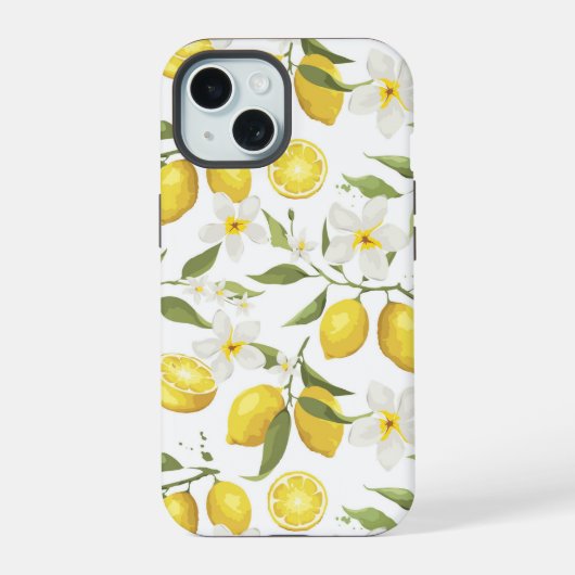 ヴィンテージレモンの木柄 iPhone 15ケース (裏面)