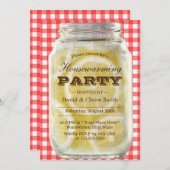 ヴィンテージレモンズジャールプレイドレッド引っ越し祝いパーティーパーティー 招待状 (正面/裏面)