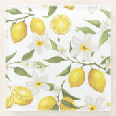 ヴィンテージレモンツリーパターン ガラスコースター (正面)