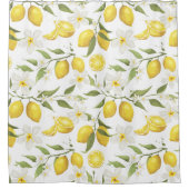 ヴィンテージレモンツリーパターン シャワーカーテン (正面)