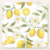 ヴィンテージレモンツリーパターン スクエアペーパーコースター (正面)