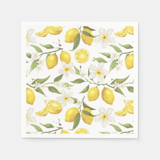 ヴィンテージレモンツリーパターン スタンダードカクテルナプキン (正面)